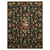 9x12 Black, Green, Orange Color Hand Woven Portugese Needlepoint Wool Traditional Oriental Rug